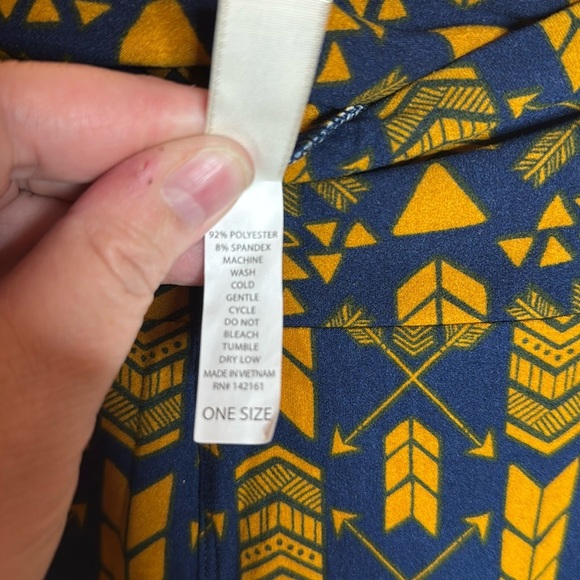 NWOT LuLaRoe Leggings Navy Blue Orange Arrows OS One Size (2-10) - Picture 5 of 6